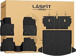LASFIT Floor Mats & Backrest Mats & Trunk Mat for Mazda CX5 2017-2025 All Weather TPE Custom Fit Floor Liners Car Mats Accessories, Include 1st & 2nd Row & Seatback & Cargo Mats, Black