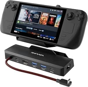 Steam Deck Dock, WAVLINK 6-in-1 Docking Station for Steam Deck/ROG Ally with 4K@144Hz HDMI 2.1, 100W PD in, 3X 10G USB 3.2, Gigabit RJ45