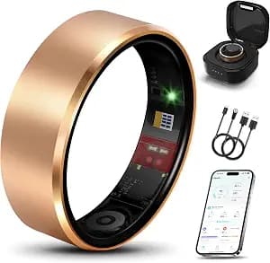 Smart Health Ring 2.0 for Women Men, Slim Scratch & Fingerprint Resistant Design,Efficient Chip Fitness Tracker, Monitors Heart, Blood Oxygen & Pressure, Sleep, Steps, Waterproof, Coral 8