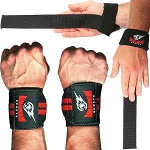 Pro Wrist Bands + Bodybuilding Straps (Pack of 2) - Combo Wrist Wraps & Lifting Straps - For Fitness, Gym, Weightlifting, Bodybuilding and Strength Training