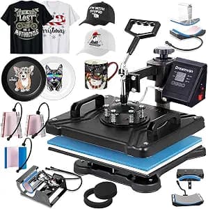8 in 1 Heat Press Machine for t Shirts Professional Heat Transfer Machine12" X 15"Swing Away Shirt Printing Multifunctional Sublimation Machine Digital Shirt Pressing Machine for Tshirt,Hat,Mug,Plate1