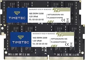 Timetec 32GB KIT (2x16GB) DDR4 3200MHz PC4-25600 Non-ECC Unbuffered CL22 2Rx8 Dual Rank 260 Pin SODIMM Laptop PC Computer Memory Module RAM Upgrade