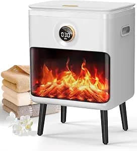 Towel Warmer, 25L Large Luxury Towel Warmers for Bathroom with 3D Flame Screen, Auto Shut Off Even Heated Hot Towel Warmer Bucket for Towels, Bathrobes, Blankets, PJ's, Ivory White