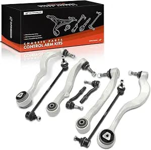 A-Premium Set of 8, Front Lower Control Arm, Outer Tie Rod End, Sway Bar Link, Compatible with BMW E60 Series - 525i 2004-2006, 530i 2004-2006, 545i 2004-2005, 550i 2006-2007