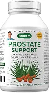 ANDREW LESSMAN Prostate Support Saw Palmetto Supplement, 60 Softgels | Comprehensive prostate support with saw palmetto, pumpkin seed oil and omega-3s for men's urinary health.