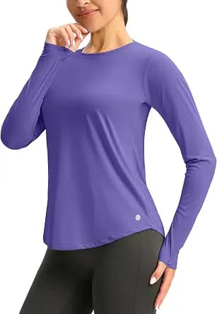 Women's UPF 50+ Sun Shirt Long Sleeve UV Shirts Rash Guard Lightweight Quick Dry Workout Hiking Tops for Women