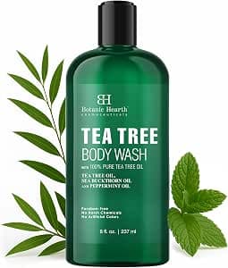 Botanic Hearth Tea Tree Body Wash | Shower Gel - 8 fl oz - Helps Soothe Itchy, Dry Skin, Antifungal Body Wash with 100% Pure Tea Tree Oil - Sulfate Free, Paraben Free, for Men and Women