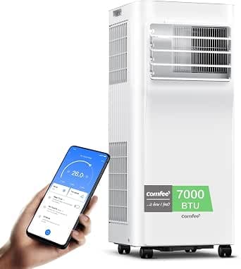 Comfee Breezy Cool Pro 2.0 Mobile Air Conditioner, 7,000 BTU, 2.0 kW, Cooling, Ventilating & Dehumidifying, App Control, Room Size up to 68 m³ (25 m²), with Exhaust Hose