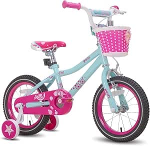JOYSTAR Paris Girls Bike for for Toddlers and Kids 3-8 Years Old, 14 16 18 Inch Kids Bike with Training Wheels, Adjustable Seat and Basket, Children Bicycles