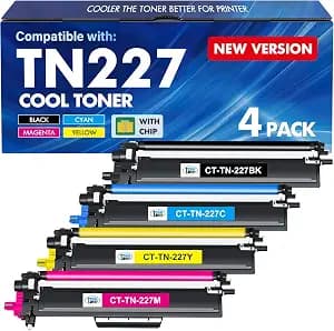 TN227 TN-227BK/C/M/Y High Yield Toner Cartridge 4 Pack TN-227 TN 227 223 | Compatible for Brother TN-223BK/C/M/Y TN223 MFC-L3770CDW HL-L3270CDW HL-L3290CDW MFC-L3750CDW HL-L3210CW MFC-L3710CW Printer