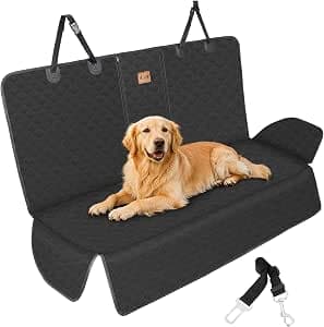 KYG Dog Car Seat Cover with Armrest Opening, Waterproof & Scratch-proof Rear Seat Cover for Dogs, Universal Fit, 135 * 130cm, Black (Not Compatible with ISOFIX)