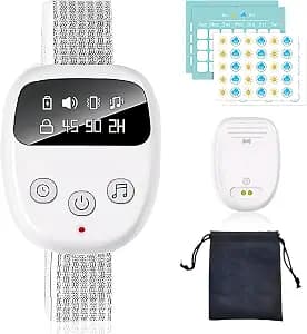 Wireless Bedwetting Alarm for Children and Adults, Rechargeable Bed Wetting Alarm for Kids, Night Potty Training Device for Boys and Girls, Moisture Events Reminder Device for Elderly (Pearl White)