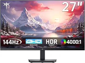 KTC 27 Inch QHD Computer Monitor, 2K 144Hz 1440P Gaming Monitor, Eye Care PC Monitor for Office Gamers, HDMI/DP, FreeSync & G-Sync, HDR10, VESA, Tilt Adjustable, H27T27S