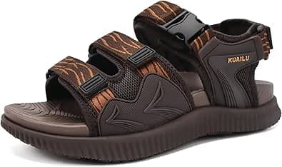 KuaiLu Men's Hiking Sandals with Arch Support, Orthopedic Walking Recovery Sandals for Plantar Fasciitis, Open Toe Athletic Sport Outdoor Water Sandals