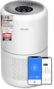 LEVOIT Air Purifier Allergy Sufferers with H13 HEPA Air Filter Against 99.97% of Mould Dust Pollen, Air Quality Feedback and Auto Mode, CADR 195m³/h for Smoking Room, Air Purifier 22dB Sleep Mode Timer