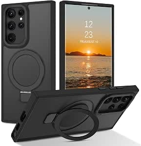 DUEDUE Magnetic for Samsung Galaxy S22 Ultra Case with Stand [Compatible with Magsafe] Invisible Ring Holder, Full Body Shockproof Protective Phone Cover for Samsung S22 Ultra 6.8", Black
