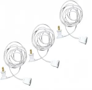 120 AC Power Extension Cord 6 Feet with Plug and End, UL 22AWG CXTW White Cord, for Indoor and Outdoor Use(3 Pieces/Box)