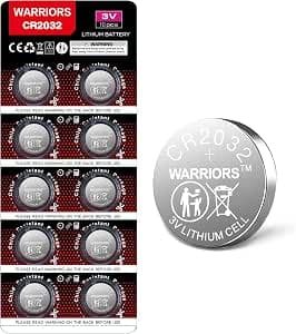 Warriors 10X 2032 CR2032 Batteries Coin Button Cell 3V 3 Volt Lithium 240mAH Battery Up to 70% Extra Life Child Resistant Safety Package Retail Pack