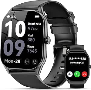 OUKITEL Smartwatch Men Women 2.0 Inch HD Smart Watch with Bluetooth Calls, Fitness Tracker Pedometer with 100+ Sports Modes, Sleep SpO2 Heart Rate, IP68 Waterproof Fitness Watch for Android iOS