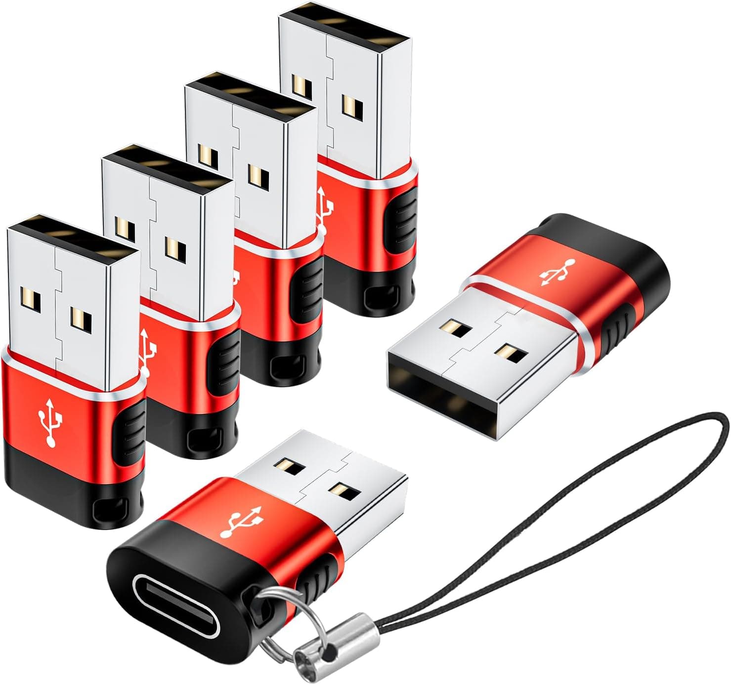 USB to USB C Adapter 6 Pack,USB Male to Type C Female Converter
