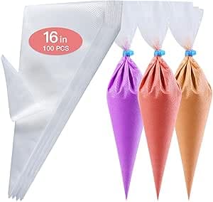 firstake Piping Bags 16 Inch - 100pcs Disposable Piping Bags, Large Pastry Bags, Thickened Frosting Bags, Cake Decorating Bags, Large Piping Bags, Icing Bags for Cake Decorating