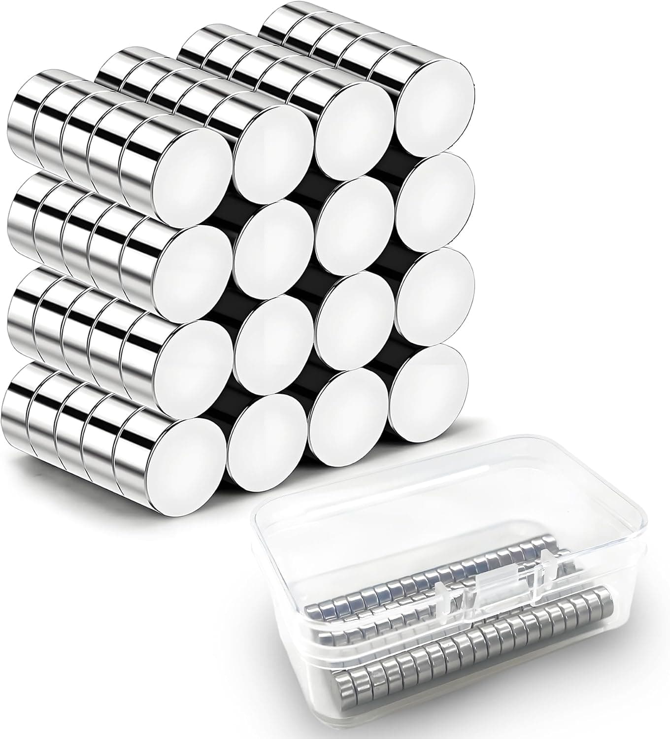 80 Pack Round Strong Magnets,6mm X 3mm Neodymium Magnet,With box,for White Board,Fridge, Pin Board and DIY Picture