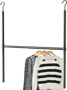 Simple Houseware Adjustable Closet Hanging Rod of Height and Width, Black