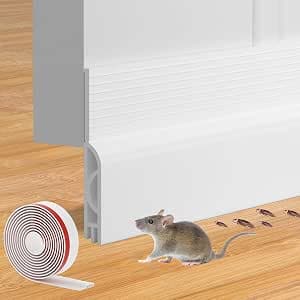Silicone Door Draft Stopper, Adjustable Weather Stripping Door Seal,Door Sweep Strip Under Door Draft Blocker, Soundproof Door Bottom Seal Strip for Interior & Exterior Doors (White, 2" W x 39" L)