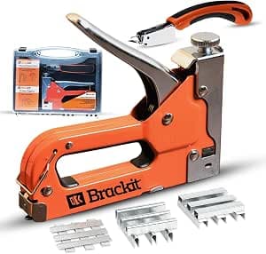 Bracket 5-in-1 Heavy Duty Staple Gun with 2400 Staples & Stapler Remover – Upholstery Staple Gun Heavy Duty for Wood Crown U & T Shape Brad Nail Staple Gun – Wall Stapler – Ideal for DIY