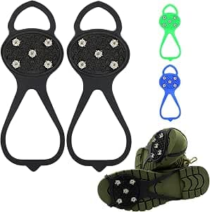 Universal Non-Slip Gripper Spikes, 2026 New Anti-Skid Snow Ice Shoe Spikes with 5 Tooth Steel Nails, Traction Cleats Ice Snow Grips Anti-Slip Silicone for Hiking Mountaineering Walking