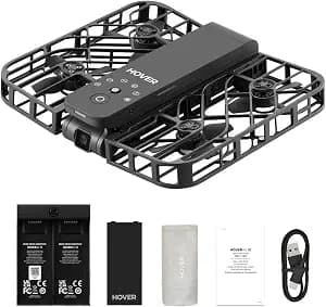 HOVERAir X1 Drone with Camera, Self-Flying Camera Drone with Follow Me Mode, Foldable Mini Drone with HDR Video Capture, Palm Takeoff, Intelligent Flight Paths, Hands-Free Control Black (Combo)