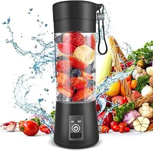 Portable Blender, Personal Size for Shakes and Smoothies with 6 Ultra Sharp Blades, Personal Blender USB Rechargeable Magnetic for Travel, Office, Gym (Black)