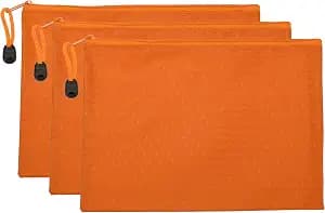 PATIKIL Waterproof Zipper File Bags, 3 Pack A5 Document Holders Pencil Pouch for Office, Orange