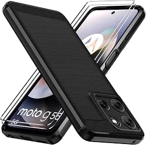 ivoler Case for Motorola Moto G56 5G with 2 Pieces Tempered Glass Protection, Military Shockproof Mobile Phone Case, Thin Soft TPU Silicone Scratch-Resistant Protective Case Anti-Fingerprint Case