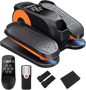 Morelax Under Desk Elliptical Machine with Remote Control, Elliptical Trainer for Seniors Fully Assembled, Quiet and Portable Electric Sitting Pedal Trainer and 12 Adjustable Speeds Training Unit