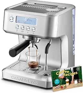 CASABREWS Ultra Espresso Machine with LCD Display, Powerful Milk Frother and Customizable Brewing Temperature, Provides Barista Level Lattes and Cappuccinos