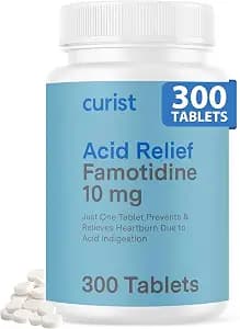 Curist Famotidine 10mg Bulk Pack (300 Count Tablets) Acid Reflux Medicine for Heartburn Relief - OTC Maximum Strength Stomach Acid Reducer - Anti Acid Relief Tablets for Indigestion Heartburn Relief