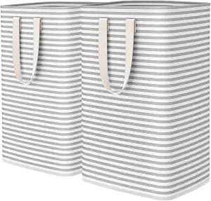 Lifewit Pack 2 x 78L Large Double Laundry Hamper for Dirty Clothes, Foldable Laundry Basket with Easy Carry Handles, Waterproof Laundry Bag for Dorm Laundry Room, Gray,16.12 x 11.81 x 24.02 in