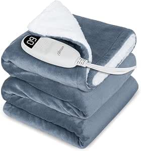 Electric Heated Blanket with Auto Off Function Heated Throw Blanket 180x130cm with 9 Heat Levels and 10 Auto Off Timers Overheat Protection Electric Snuggle Blanket for Sofa Machine Washable