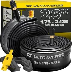 Ultraverse 26" Bike Inner Tubes 26 x 1.75, 1.95, 2.10, 2.125 – Butyl Rubber Bicycle Tubes with Schrader Valve – Compatible with Mountain, Cruiser, City & Kids Bikes – Set of 2