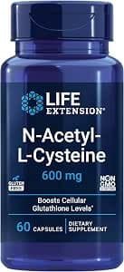 Life Extension N-Acetyl-L-Cysteine (NAC), Immune Response, Respiratory Health, Liver Health, NAC 600 mg, antioxidant Defense, Free radicals, Easy to Absorb, 60 Capsules