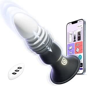 Prostate Massager Anal Sex Toys - Anal Toys Sex Toy APP Control Vibrators Butt Plug, Anal Vibrator for Male and Female with 7 Vibrating & 7 Thrusting Vibrating Butt Plug, Sex Toy for Men