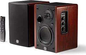 PreSonus Eris Accent BT 60W Powered Bookshelf Bluetooth Speakers – Studio Monitors for Turntable, Home, 4" Woofer, Silk Tweeter, USB-C, Optical, RCA, Coax, Remote, Sub Out, Wired Option, Wood Grain