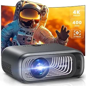 [Electric Focus/High Brightness] FUDONI Projector with WiFi and Bluetooth, Native 1080P Real 400 ANSI Lumen, Outdoor Movie Projector Max 300'' Display, for iOS/Android/TV Stick/HDMI/USB/Laptop