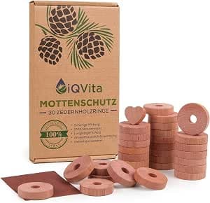 Natural Cedar Wood Moth Repellent - 30 Moth Rings - 100% Natural Product - Excellent Moth Repellent for Wardrobe - Organic - Moth Trap - Chemical Free