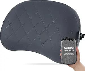 MARCHWAY Ultralight Inflatable Camping Pillow with Soft Washable Cover, Compact Compressible Portable Travel Air Pillow for Outdoor Camp, Sport, Hiking, Backpacking Sleep (Grey)