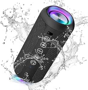 Ortizan Portable Bluetooth Speaker, IPX7 Waterproof Wireless Speaker with 24W Loud Stereo Sound, Outdoor Speakers with Bluetooth 5.3, 30H Playtime,66ft Bluetooth Range, Dual Pairing for Home