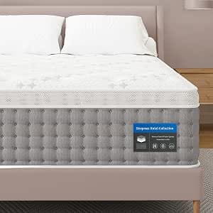 Sleepmax Extra Firm King Size Mattress 14 Inch - Hotel-Collection Hybrid Mattresses Enhanced Support - Deep Pain Relief Bed in a Box - 365-Night Trial, CertiPUR-US Certified, Forever Warranty