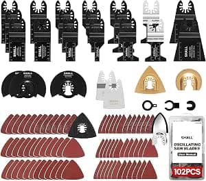 SHALL 102 Piece Multi-Tool Blades, Oscillating Multi-Tool Accessory Kits