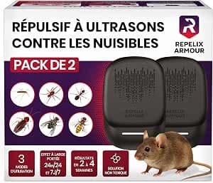 Ultrasonic Pest Repeller for Indoor - Pack of 2 - Covers 140m2 Per Device - 3 Modes - Repels Mice, Rats, Spiders, Mosquitoes, Ants, Insects & Flies